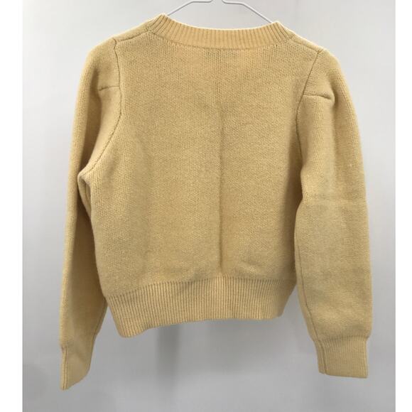 Rihoas Yellow Round Neck Knit Cardigan Sweater Gold Button One Size - Picture 8 of 9